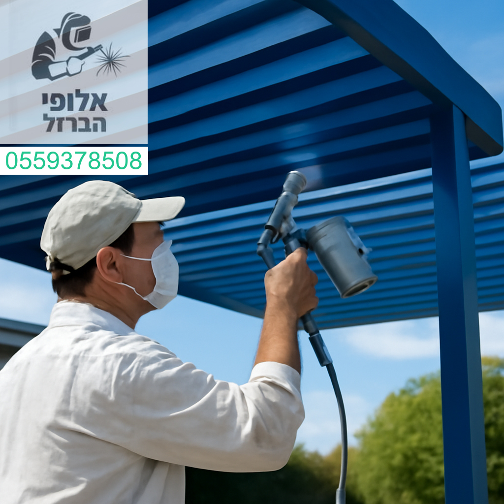 צביעה מקצועית לפרגולה מאלומיניום בגימור מדויק ואחיד לשדרוג מראה החצר