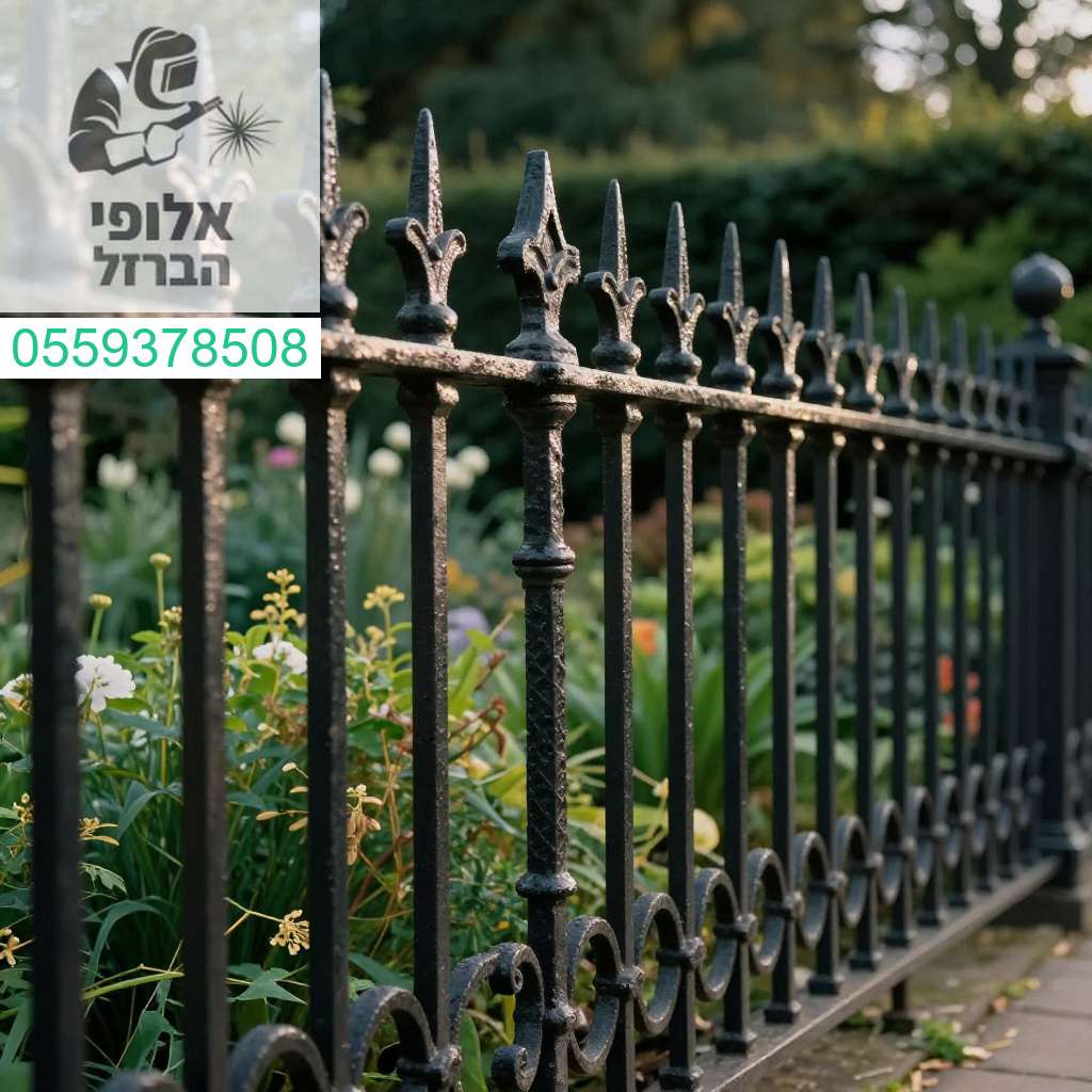 מעקה ברזל בעיצוב אנגלי קלאסי המעניק בטיחות מקסימלית ומראה יוקרתי ומרשים לחצרכם